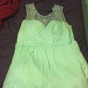 Veily , teal rhinestone prom dress *PLUS SIZE*